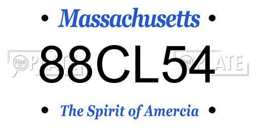 88CL54 Massachusetts License Plate