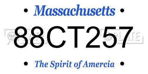 88CT257 Massachusetts License Plate