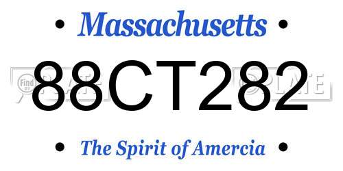 88CT282 Massachusetts License Plate
