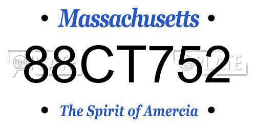 88CT752 Massachusetts License Plate