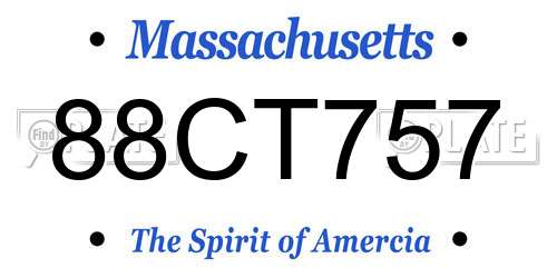 88CT757 Massachusetts License Plate