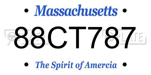 88CT787 Massachusetts License Plate