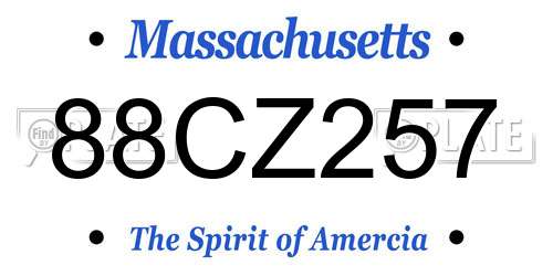 88CZ257 Massachusetts License Plate