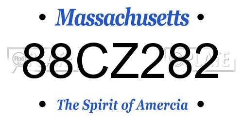 88CZ282 Massachusetts License Plate