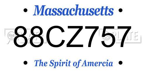 88CZ757 Massachusetts License Plate
