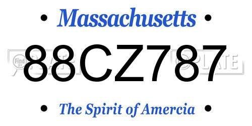 88CZ787 Massachusetts License Plate