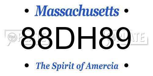 88DH89 Massachusetts License Plate