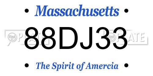 88DJ33 Massachusetts License Plate