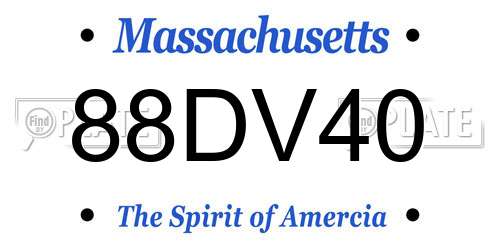 88DV40 Massachusetts License Plate