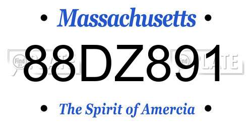 88DZ891 Massachusetts License Plate