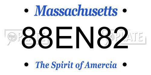 88EN82 Massachusetts License Plate