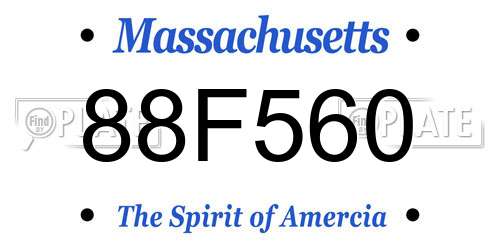 88F560 Massachusetts License Plate