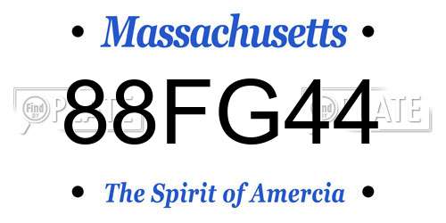 88FG44 Massachusetts License Plate