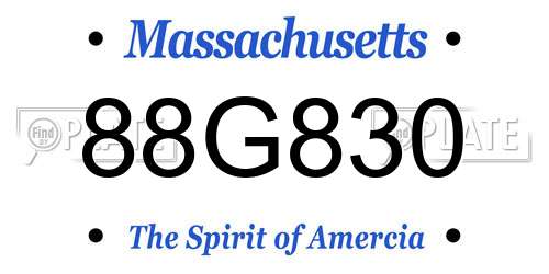 88G830 Massachusetts License Plate