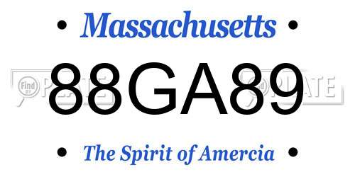 88GA89 Massachusetts License Plate