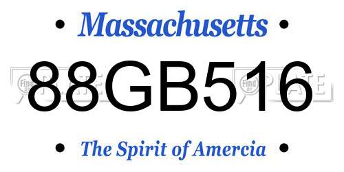 88GB516 Massachusetts License Plate