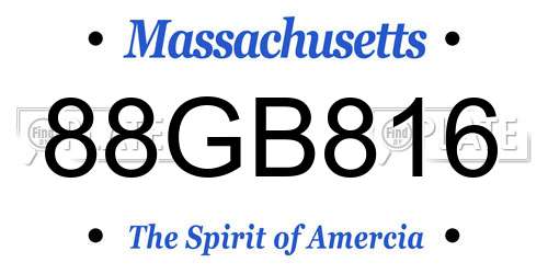 88GB816 Massachusetts License Plate