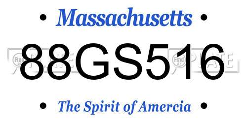 88GS516 Massachusetts License Plate