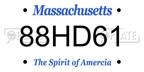 88HD61 Massachusetts License Plate
