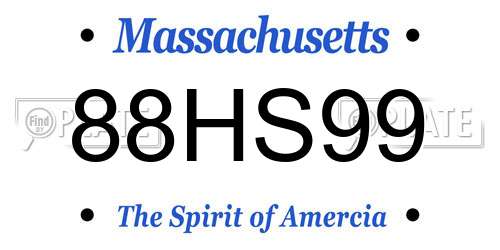 88HS99 Massachusetts License Plate