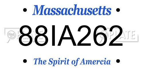 88IA262 Massachusetts License Plate
