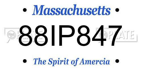88IP847 Massachusetts License Plate