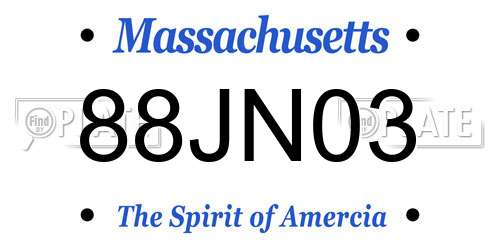 88JN03 Massachusetts License Plate