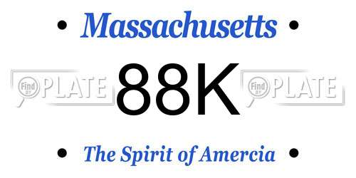 88K Massachusetts License Plate