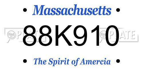 88K910 Massachusetts License Plate