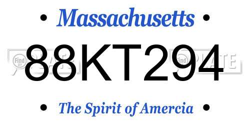 88KT294 Massachusetts License Plate