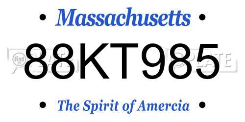 88KT985 Massachusetts License Plate