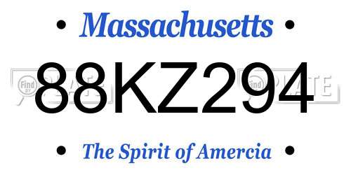 88KZ294 Massachusetts License Plate
