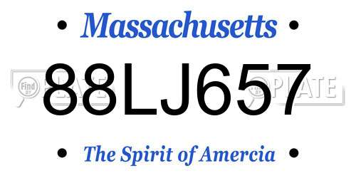 88LJ657 Massachusetts License Plate