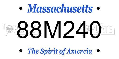 88M240 Massachusetts License Plate