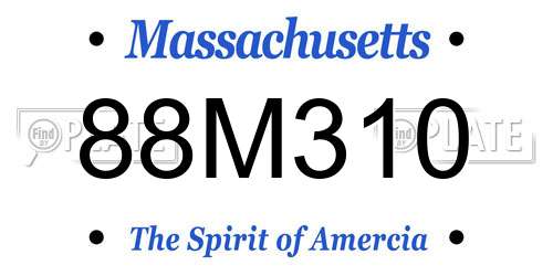 88M310 Massachusetts License Plate