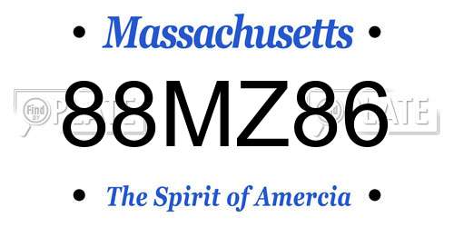 88MZ86 Massachusetts License Plate