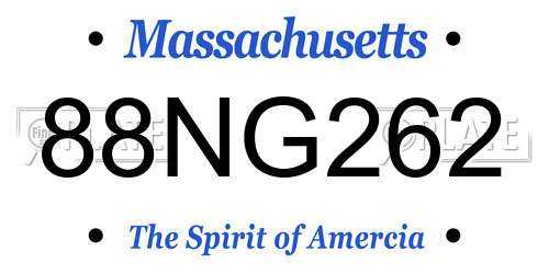 88NG262 Massachusetts License Plate
