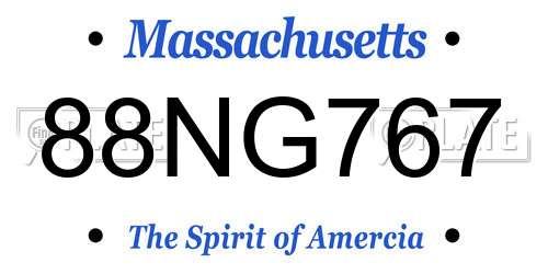88NG767 Massachusetts License Plate