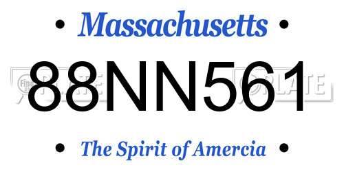 88NN561 Massachusetts License Plate