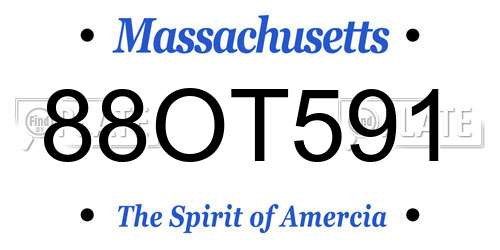 88OT591 Massachusetts License Plate