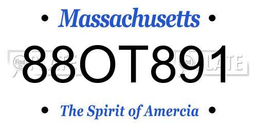 88OT891 Massachusetts License Plate