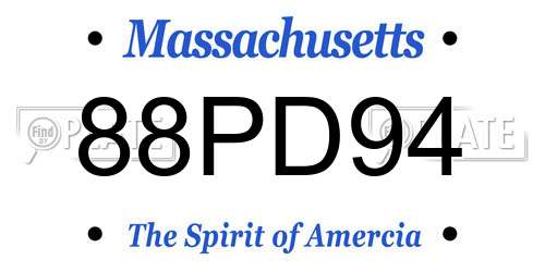 88PD94 Massachusetts License Plate