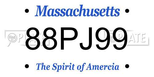 88PJ99 Massachusetts License Plate