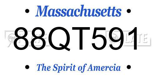 88QT591 Massachusetts License Plate