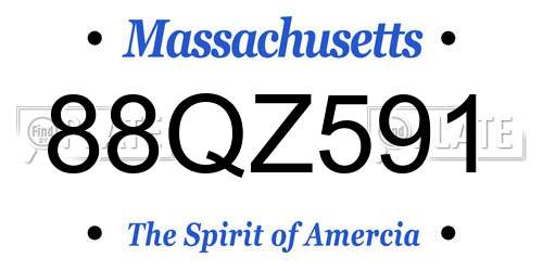 88QZ591 Massachusetts License Plate
