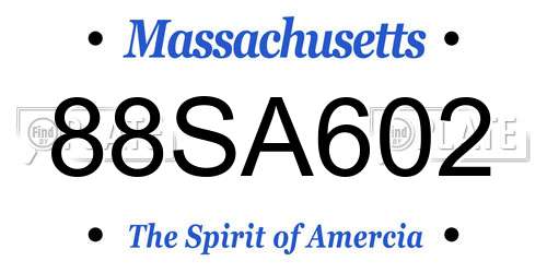 88SA602 Massachusetts License Plate