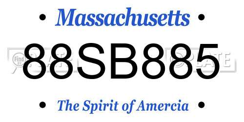 88SB885 Massachusetts License Plate