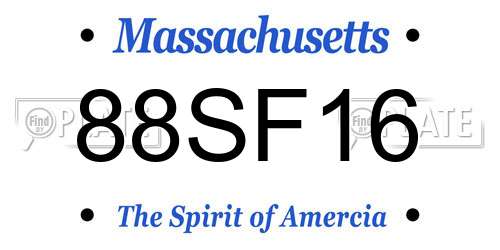 88SF16 Massachusetts License Plate