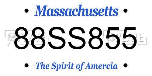 88SS855 Massachusetts License Plate