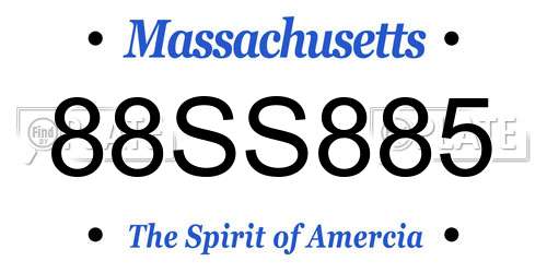 88SS885 Massachusetts License Plate